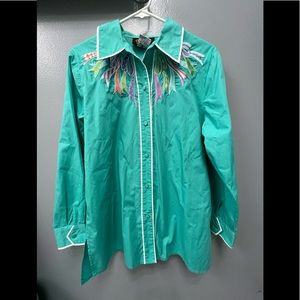 Bob Mackie wearable art button Down shirt size medium
